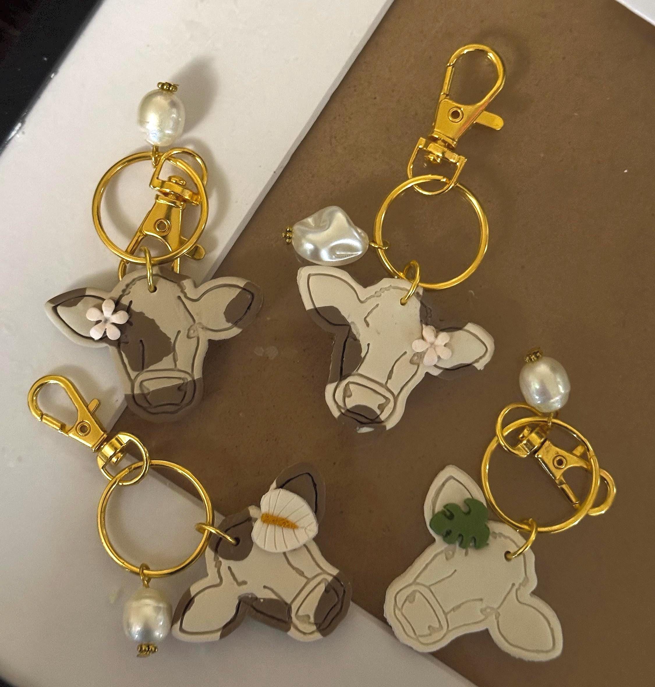 Polymer Clay Cow Keychain